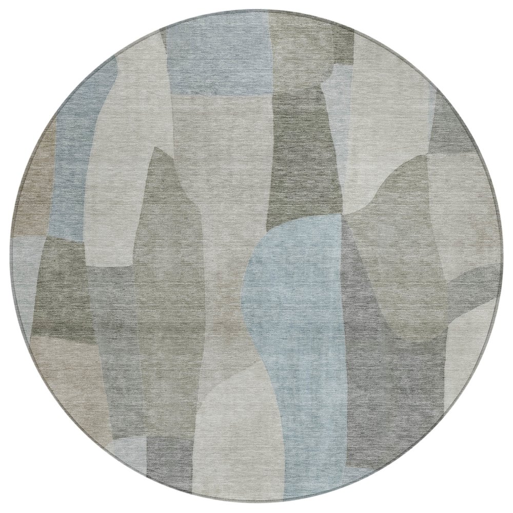 Machine Washable Indoor/Outdoor Chantille ACN2376 Brown 8' x 8' Round Rug. Picture 1