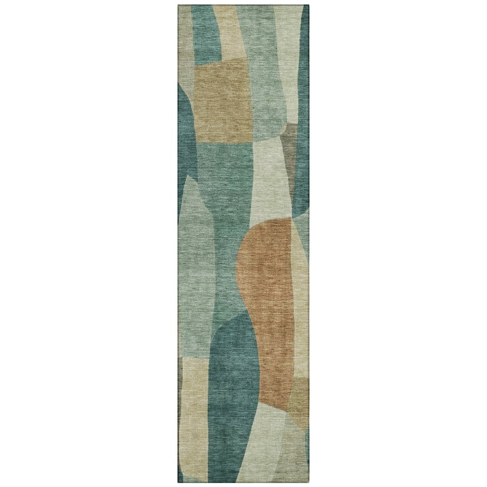 Machine Washable Indoor/Outdoor Chantille ACN2376 Teal 2'3" x 7'6" Runner Rug. Picture 1