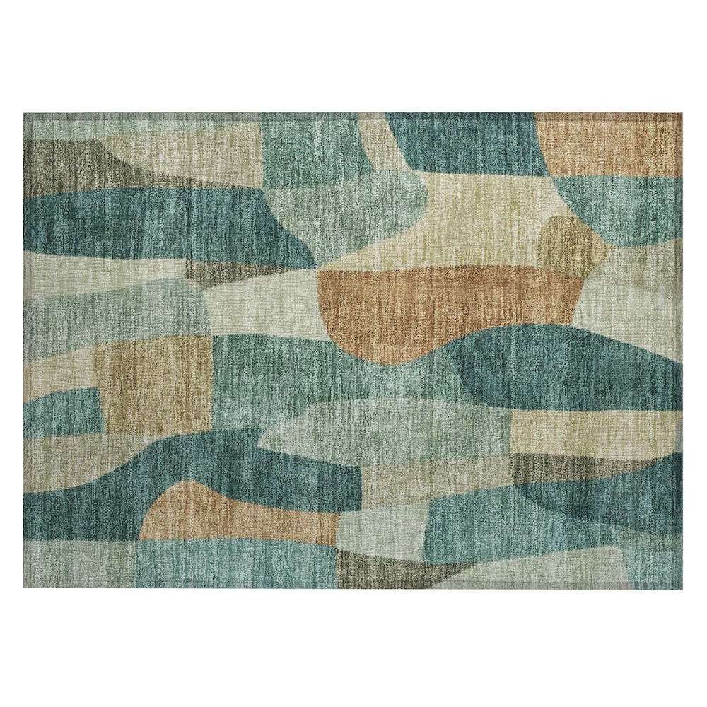 Machine Washable Indoor/Outdoor Chantille ACN2376 Teal 1'8" x 2'6" Rug. Picture 1