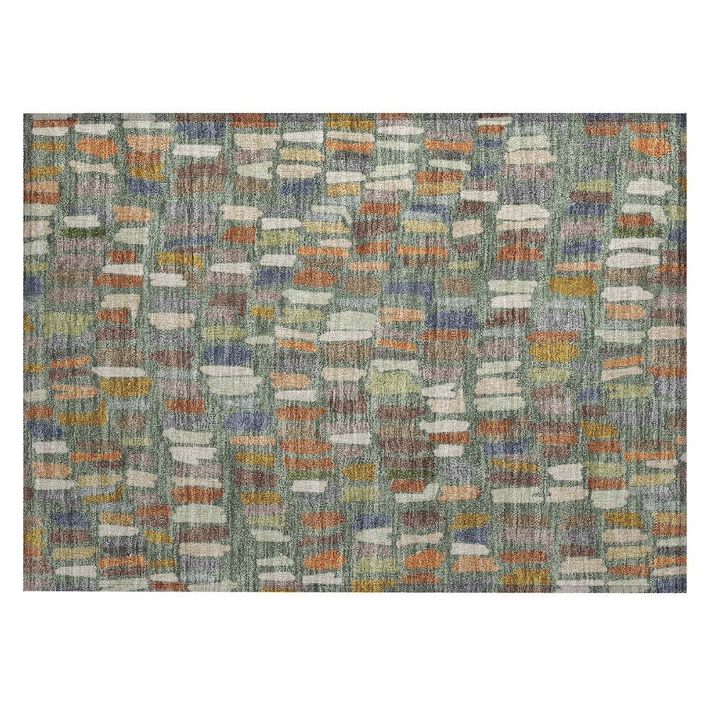 Machine Washable Indoor/Outdoor Chantille ACN2377 Green 1'8" x 2'6" Rug. Picture 1
