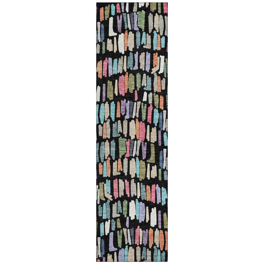 Machine Washable Indoor/Outdoor Chantille ACN2377 Black 2'3" x 7'6" Runner Rug. Picture 1