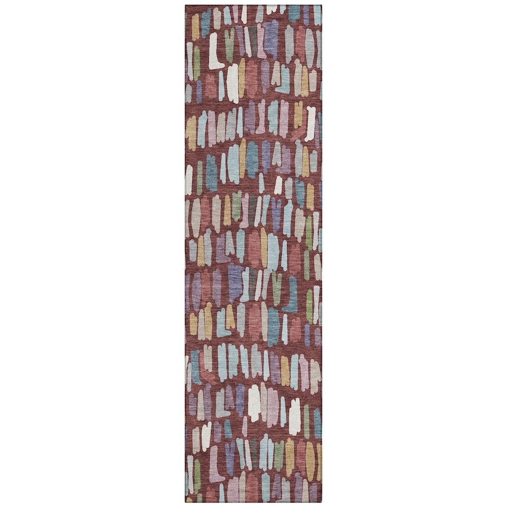 Machine Washable Indoor/Outdoor Chantille ACN2377 Red 2'3" x 7'6" Runner Rug. Picture 1