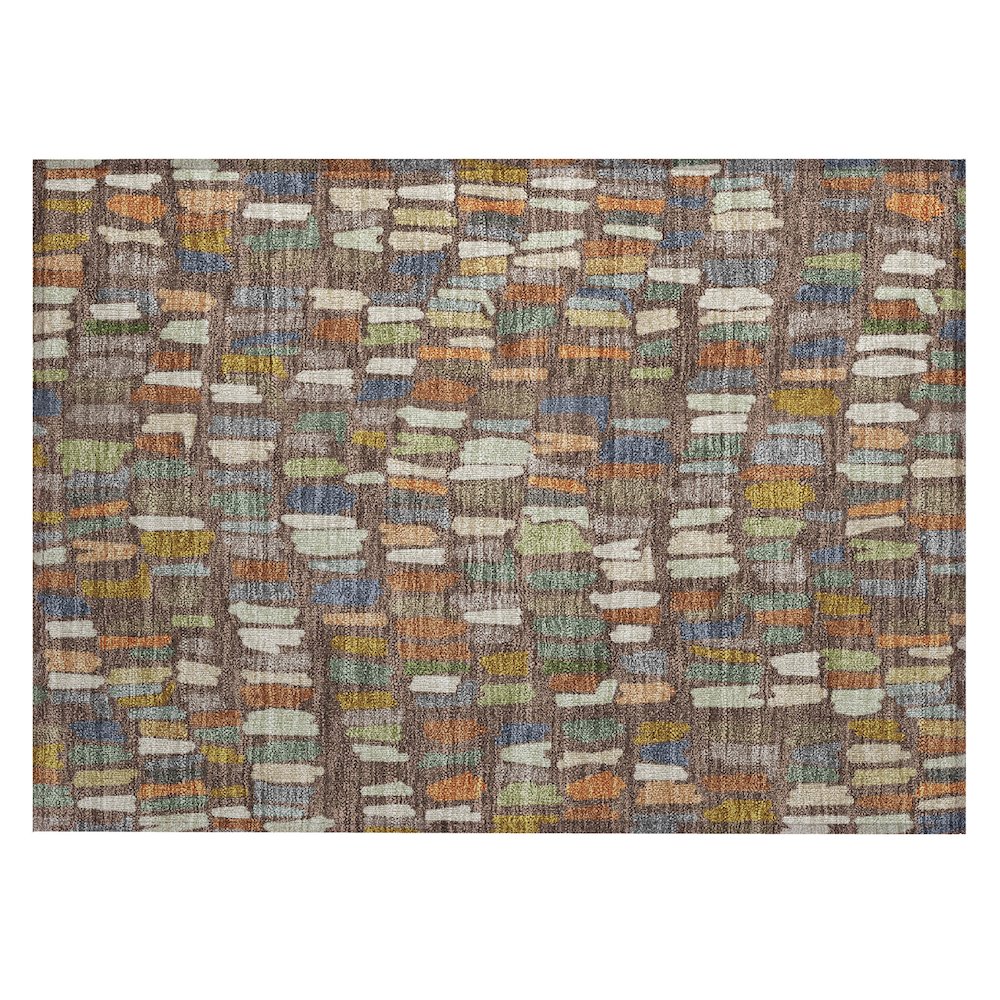 Machine Washable Indoor/Outdoor Chantille ACN2377 Brown 1'8" x 2'6" Rug. Picture 1