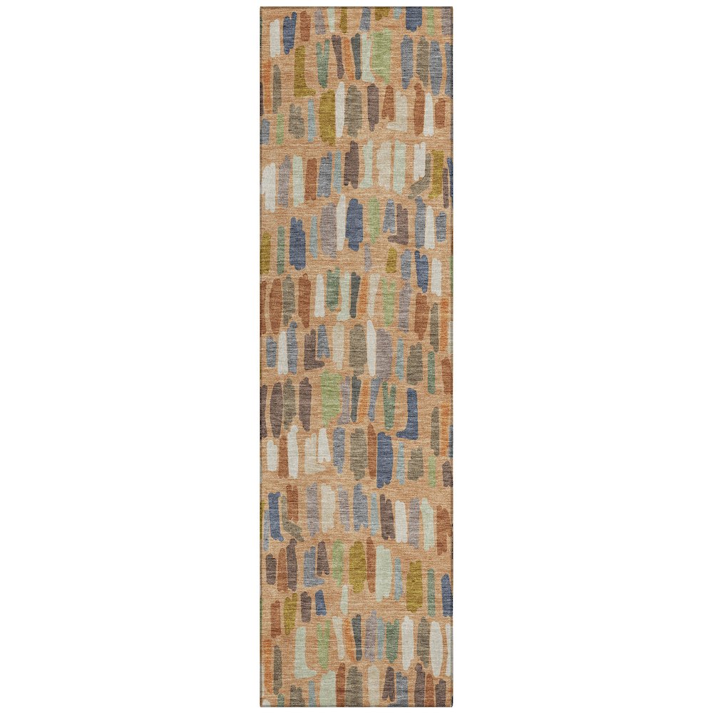 Machine Washable Indoor/Outdoor Chantille ACN2377 Orange 2'3" x 7'6" Runner Rug. Picture 1