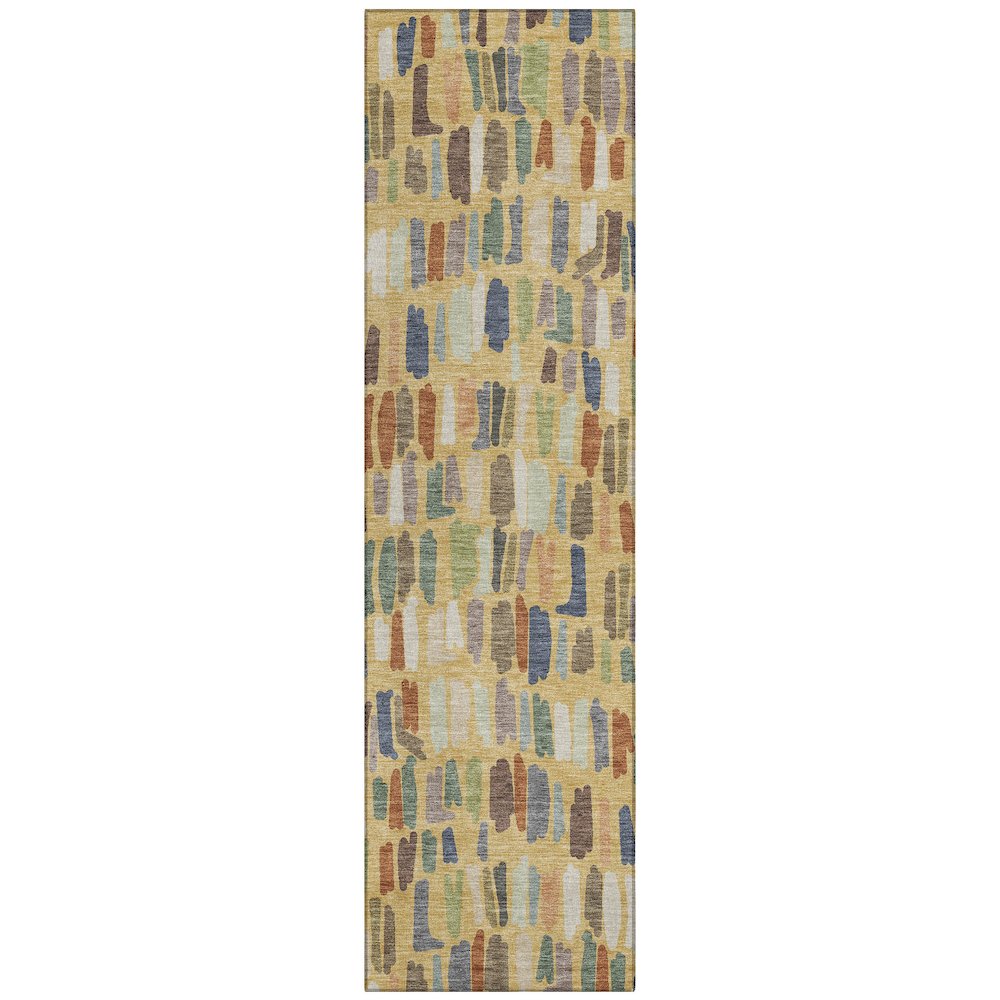 Machine Washable Indoor/Outdoor Chantille ACN2377 Gold 2'3" x 7'6" Runner Rug. Picture 1