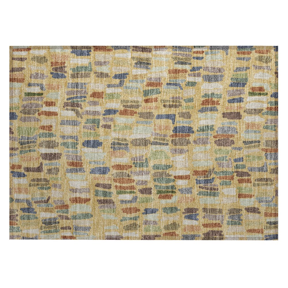 Machine Washable Indoor/Outdoor Chantille ACN2377 Gold 1'8" x 2'6" Rug. Picture 1