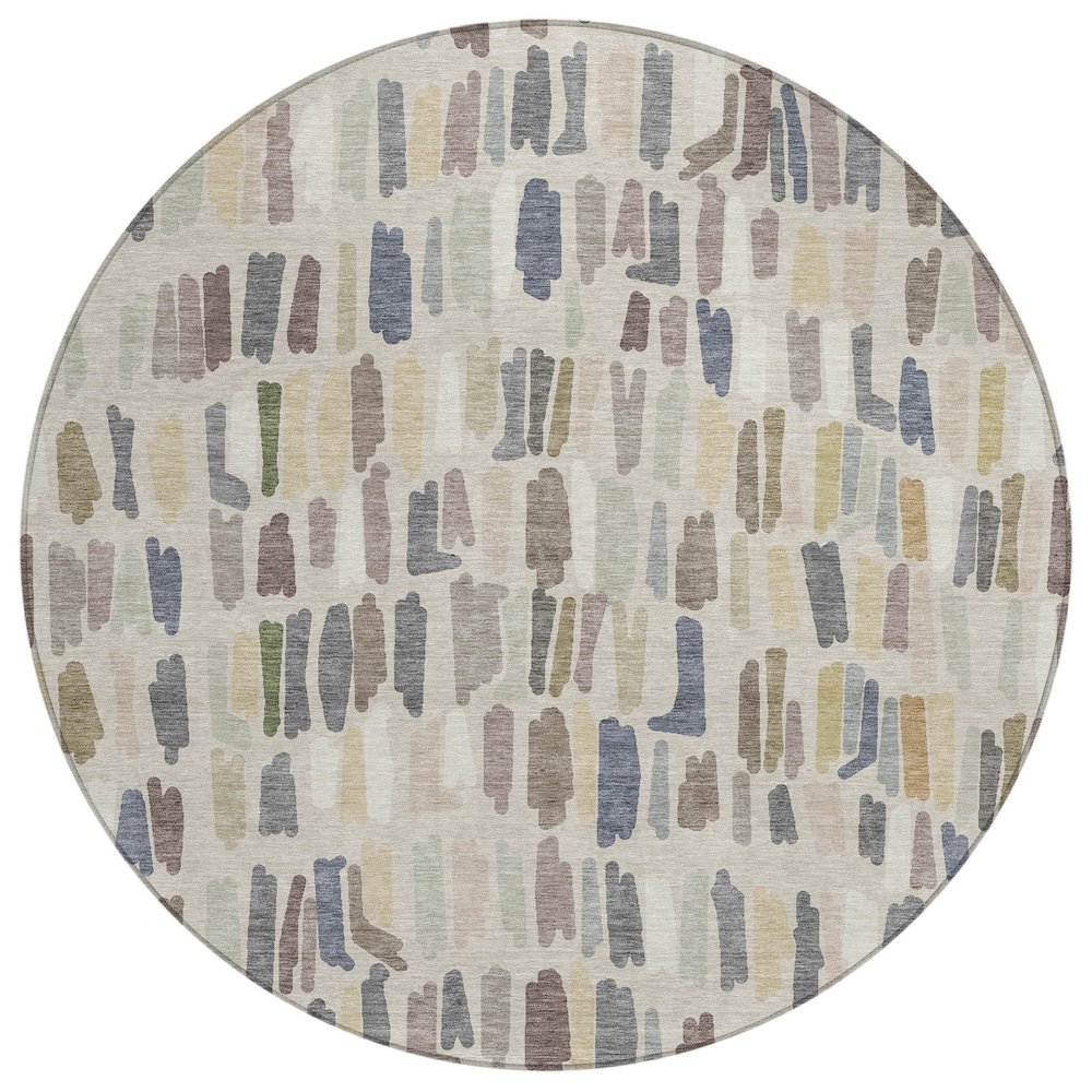 Machine Washable Indoor/Outdoor Chantille ACN2377 Ivory 8' x 8' Round Rug. Picture 1