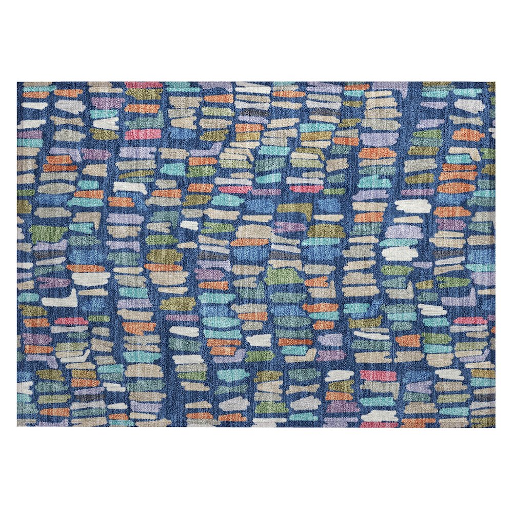 Machine Washable Indoor/Outdoor Chantille ACN2377 Blue 1'8" x 2'6" Rug. Picture 1