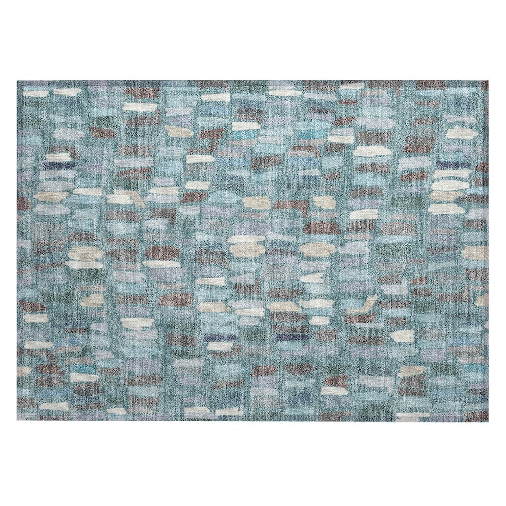 Machine Washable Indoor/Outdoor Chantille ACN2377 Teal 1'8" x 2'6" Rug. Picture 1