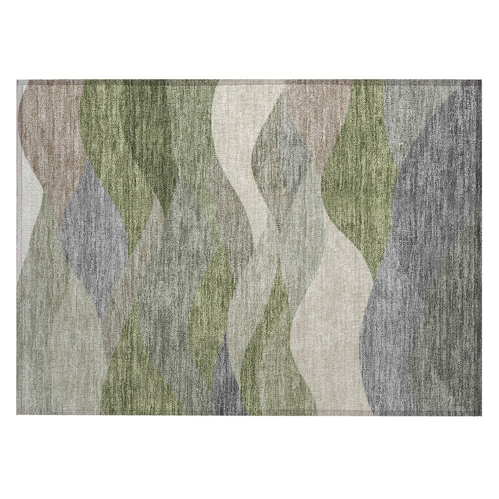 Machine Washable Indoor/Outdoor Chantille ACN2378 Green 1'8" x 2'6" Rug. Picture 1