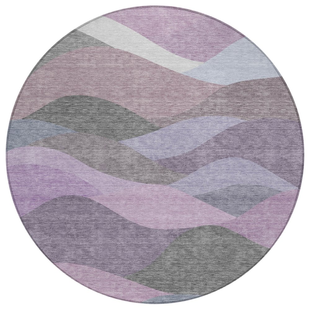 Machine Washable Indoor/Outdoor Chantille ACN2378 Purple 8' x 8' Round Rug. Picture 1
