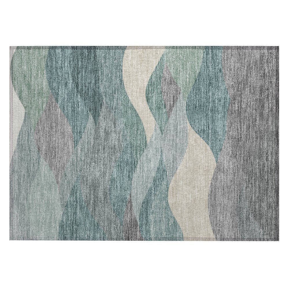 Machine Washable Indoor/Outdoor Chantille ACN2378 Teal 1'8" x 2'6" Rug. Picture 1