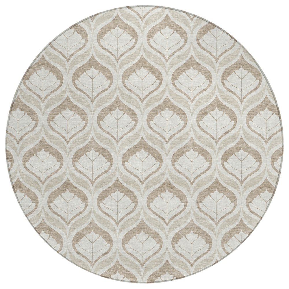 Machine Washable Indoor/Outdoor Chantille ACN2379 Brown 8' x 8' Round Rug. Picture 1