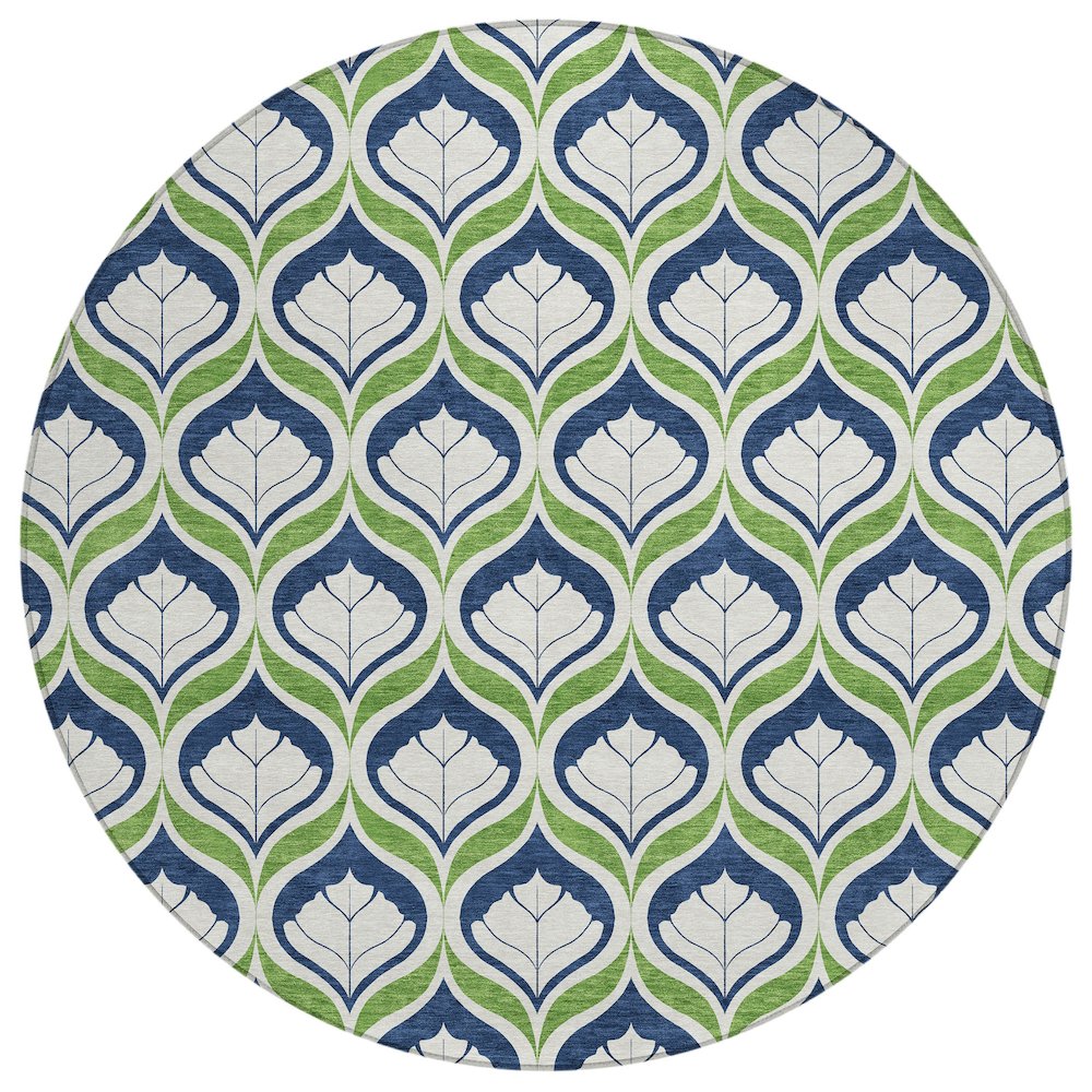 Machine Washable Indoor/Outdoor Chantille ACN2379 Blue 8' x 8' Round Rug. Picture 1
