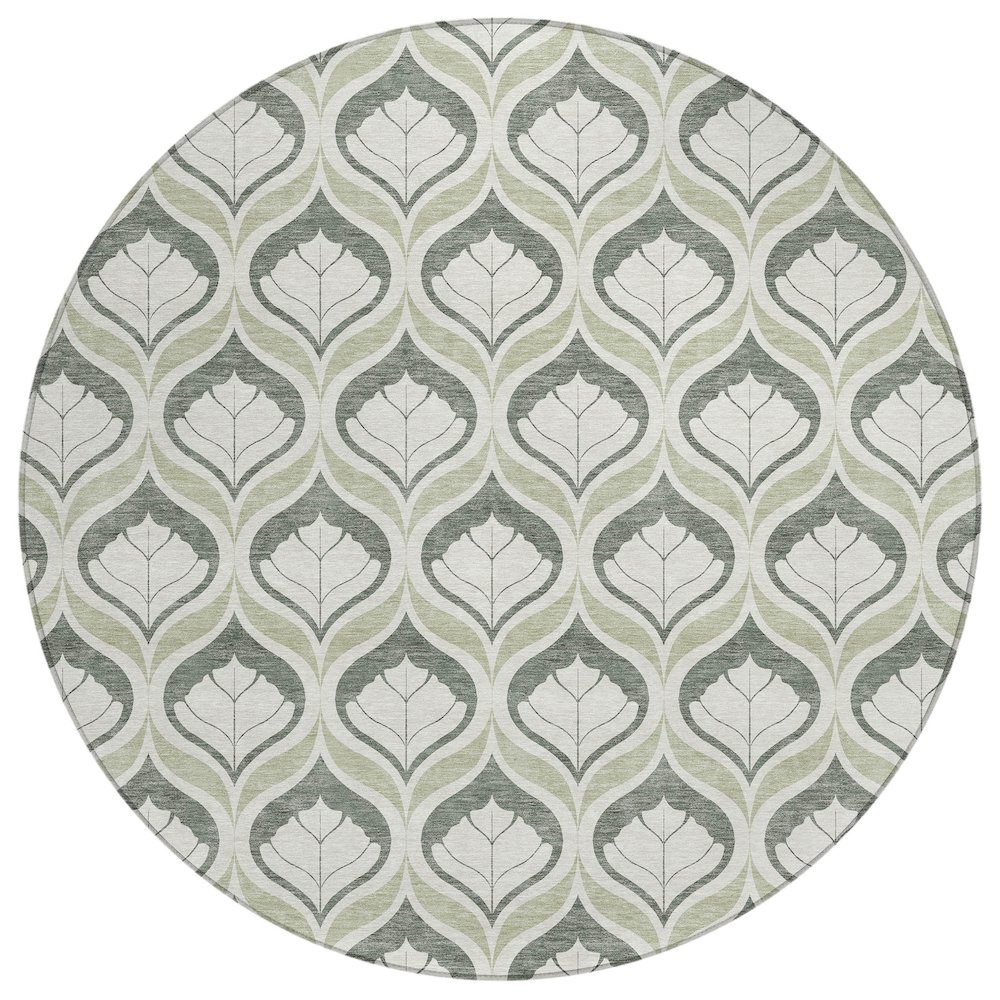 Machine Washable Indoor/Outdoor Chantille ACN2379 Green 8' x 8' Round Rug. Picture 1