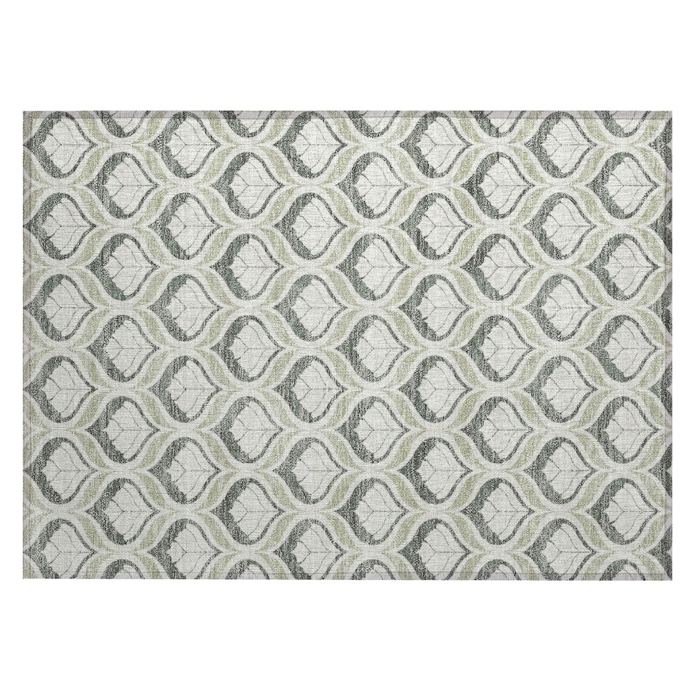 Machine Washable Indoor/Outdoor Chantille ACN2379 Green 1'8" x 2'6" Rug. Picture 1