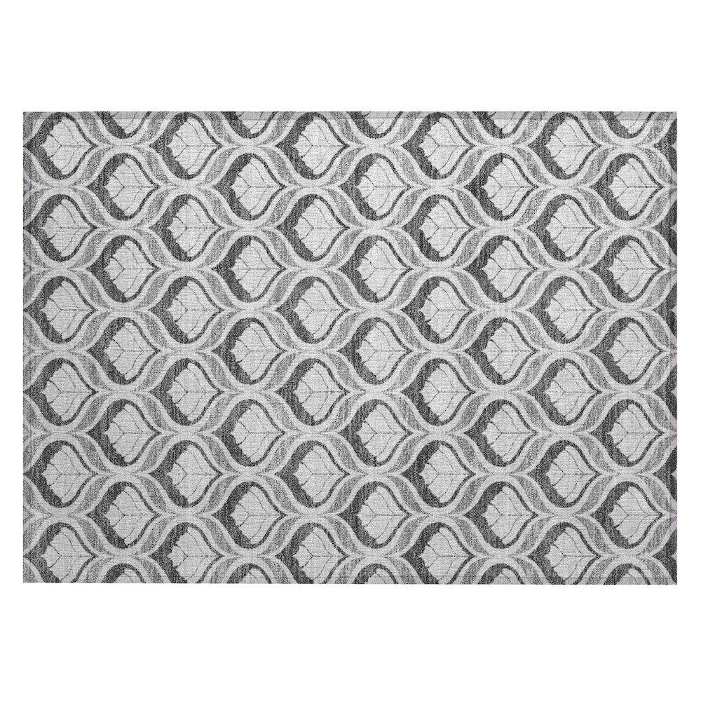 Machine Washable Indoor/Outdoor Chantille ACN2379 Gray 1'8" x 2'6" Rug. Picture 1