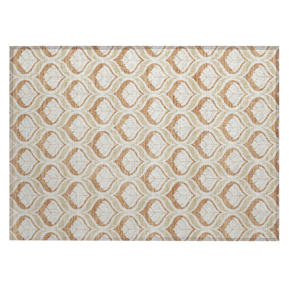 Machine Washable Indoor/Outdoor Chantille ACN2379 Orange 1'8" x 2'6" Rug. Picture 1