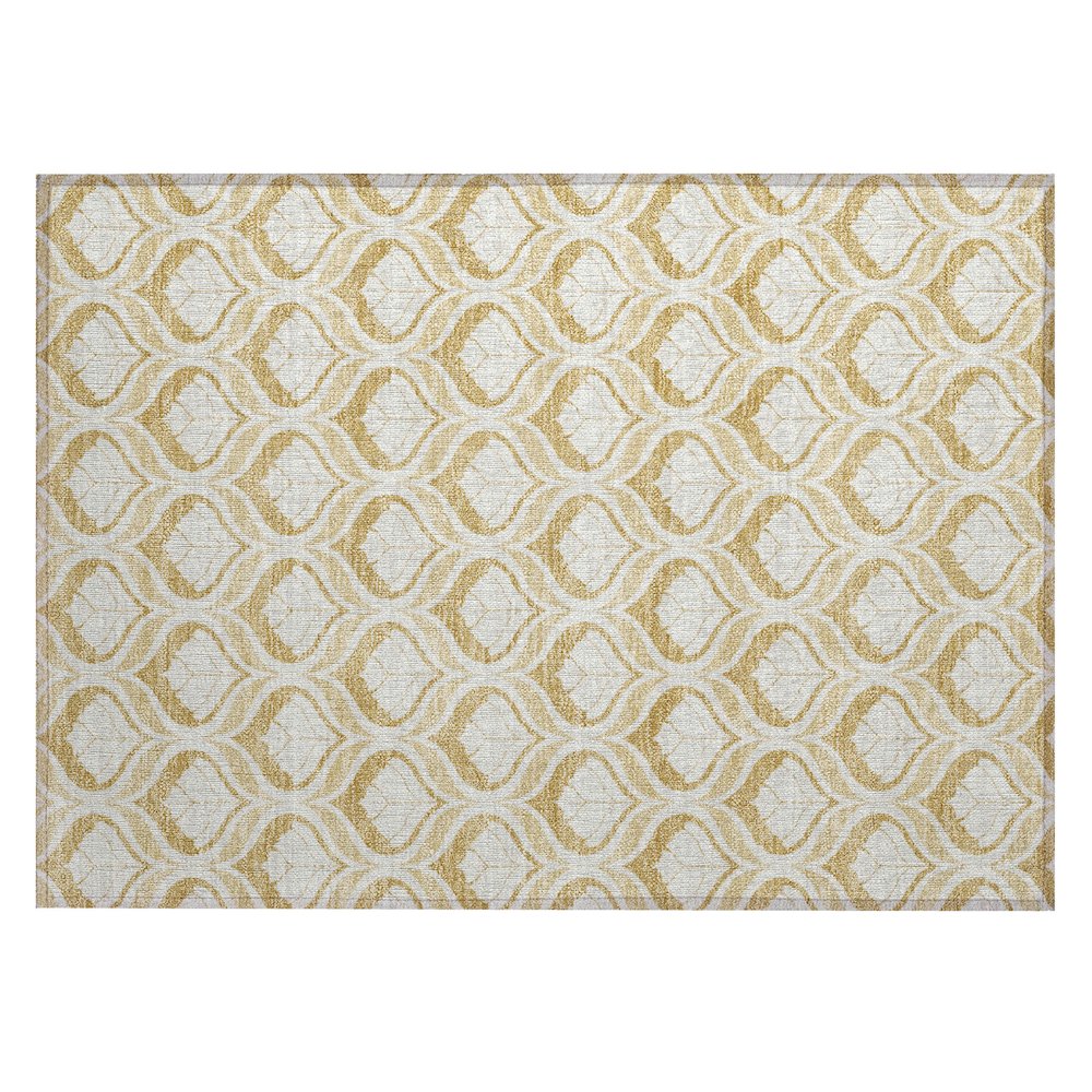 Machine Washable Indoor/Outdoor Chantille ACN2379 Gold 1'8" x 2'6" Rug. Picture 1