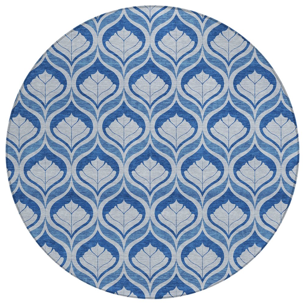Machine Washable Indoor/Outdoor Chantille ACN2379 Blue 8' x 8' Round Rug. Picture 1