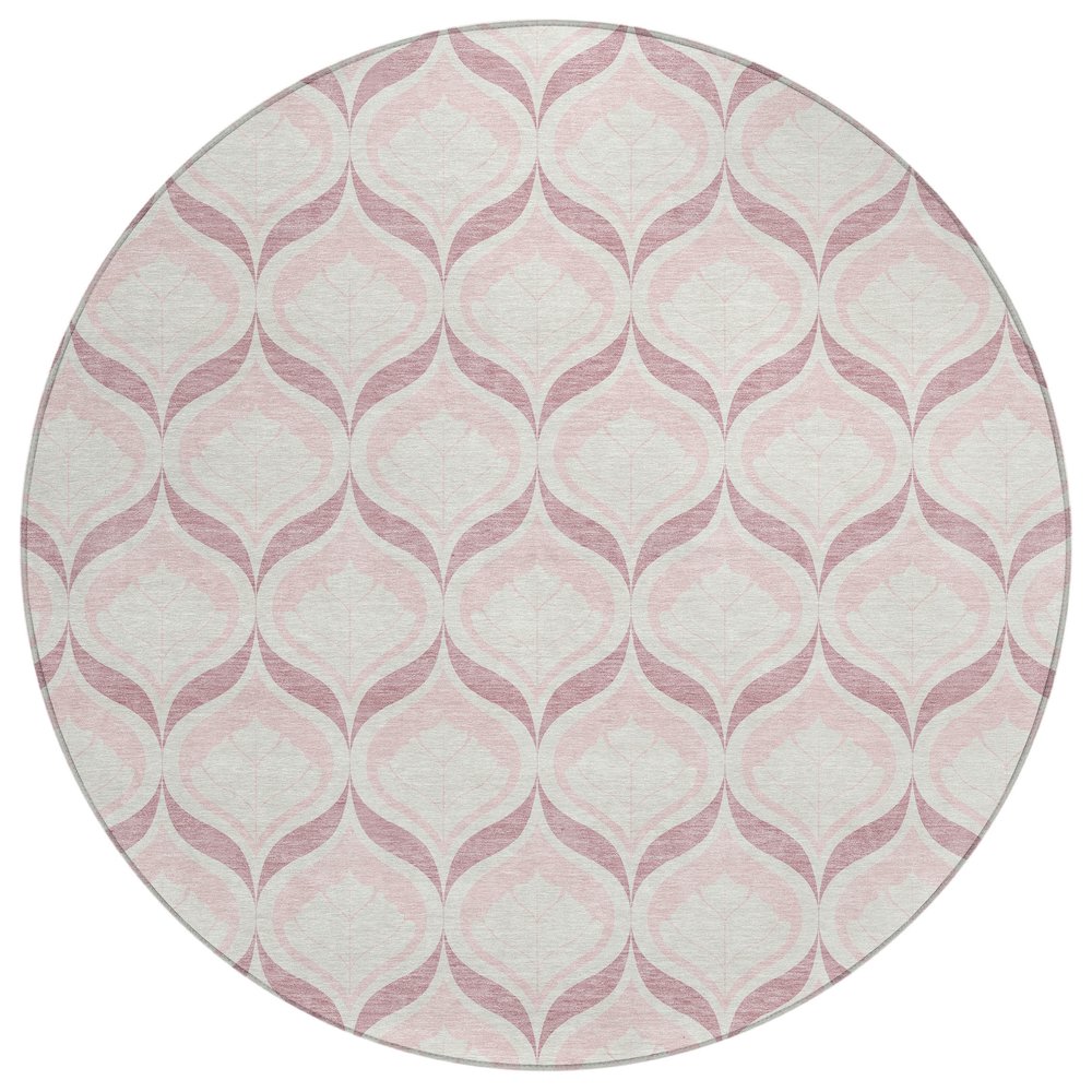 Machine Washable Indoor/Outdoor Chantille ACN2379 Pink 8' x 8' Round Rug. Picture 1