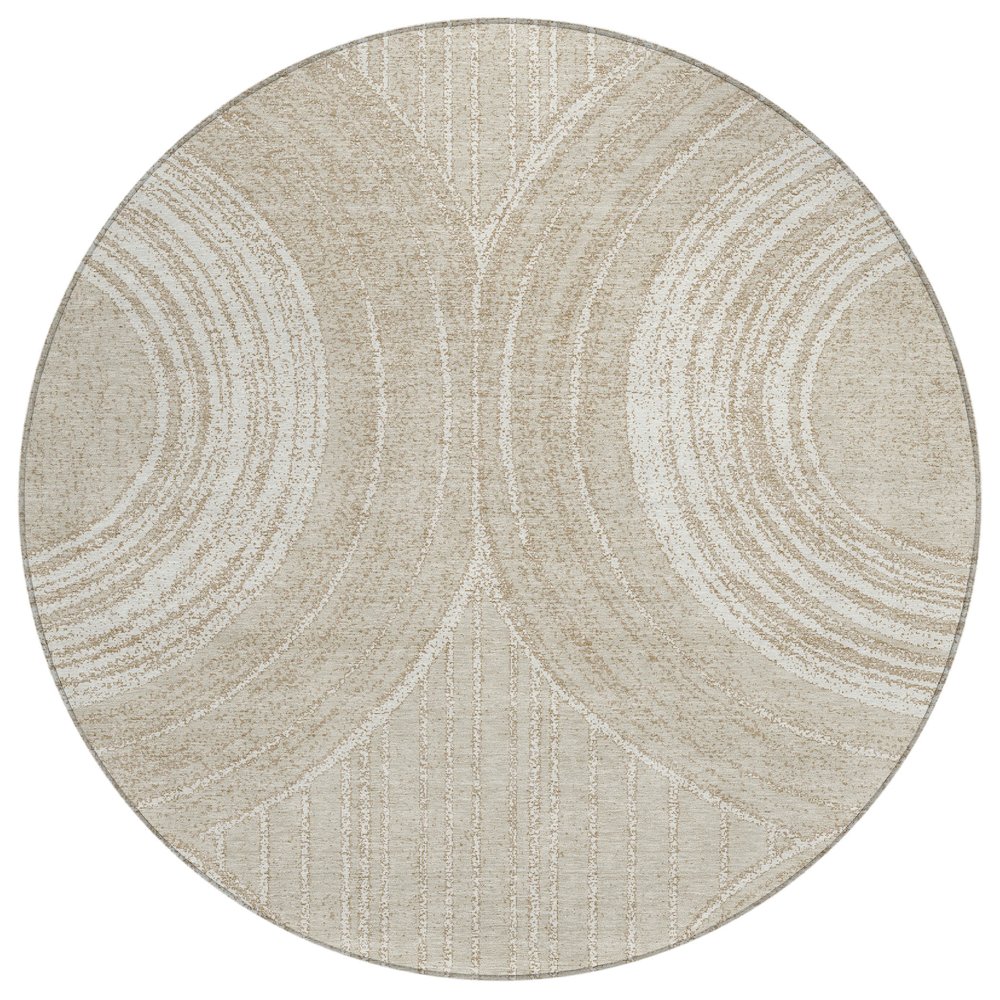 Machine Washable Indoor/Outdoor Chantille ACN2380 Brown 8' x 8' Round Rug. Picture 1
