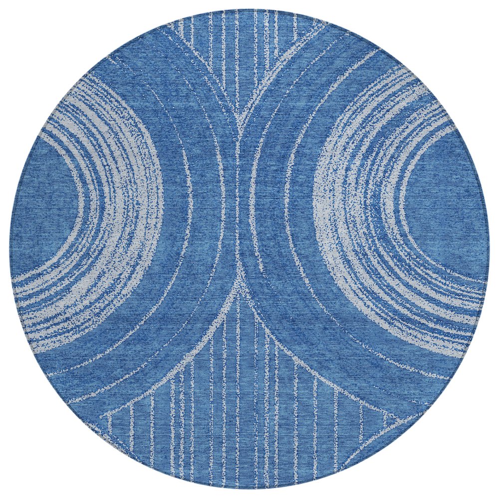 Machine Washable Indoor/Outdoor Chantille ACN2380 Blue 8' x 8' Round Rug. Picture 1