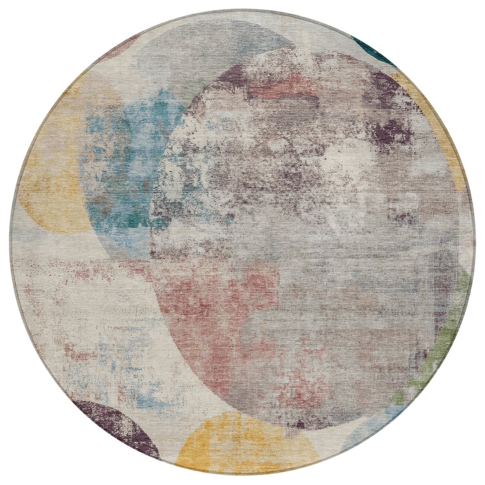 Machine Washable Indoor/Outdoor Chantille ACN2381 Ivory 8' x 8' Round Rug. Picture 1