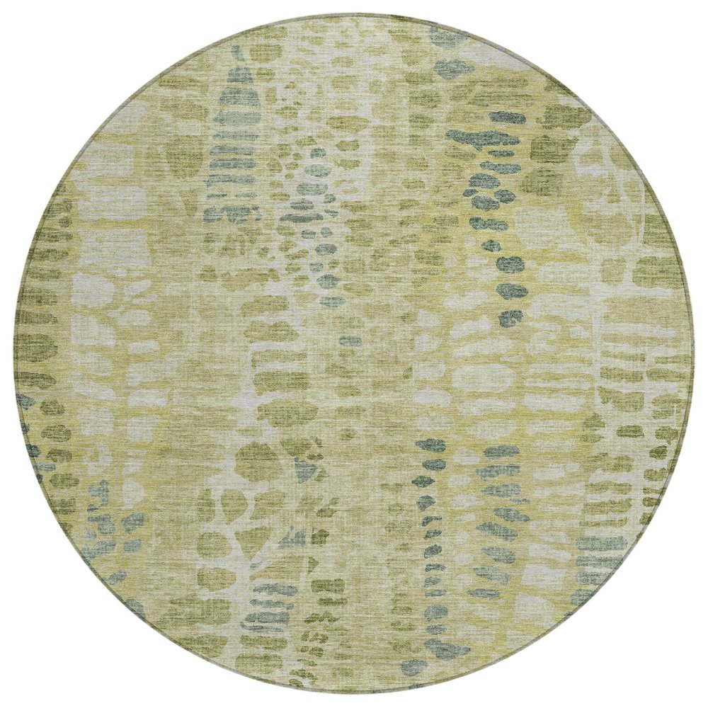 Machine Washable Indoor/Outdoor Chantille ACN2382 Green 8' x 8' Round Rug. Picture 1