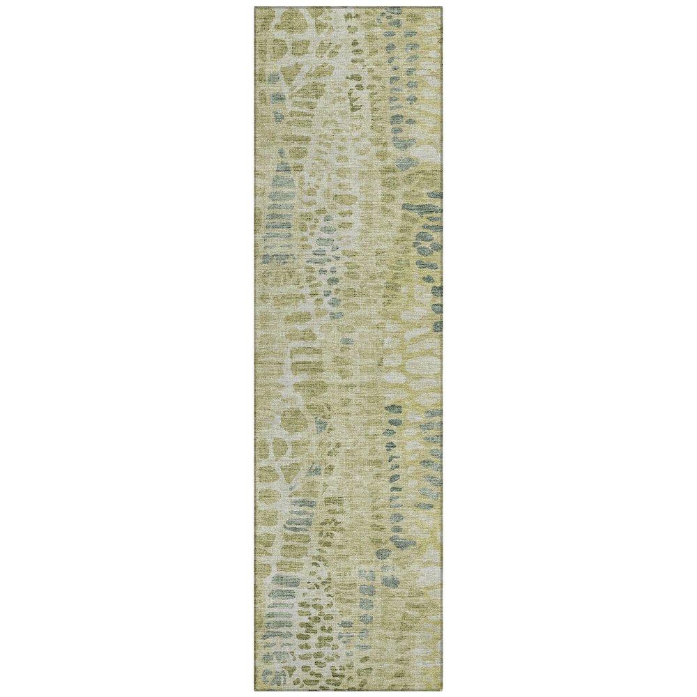 Machine Washable Indoor/Outdoor Chantille ACN2382 Green 2'3" x 7'6" Runner Rug. Picture 1