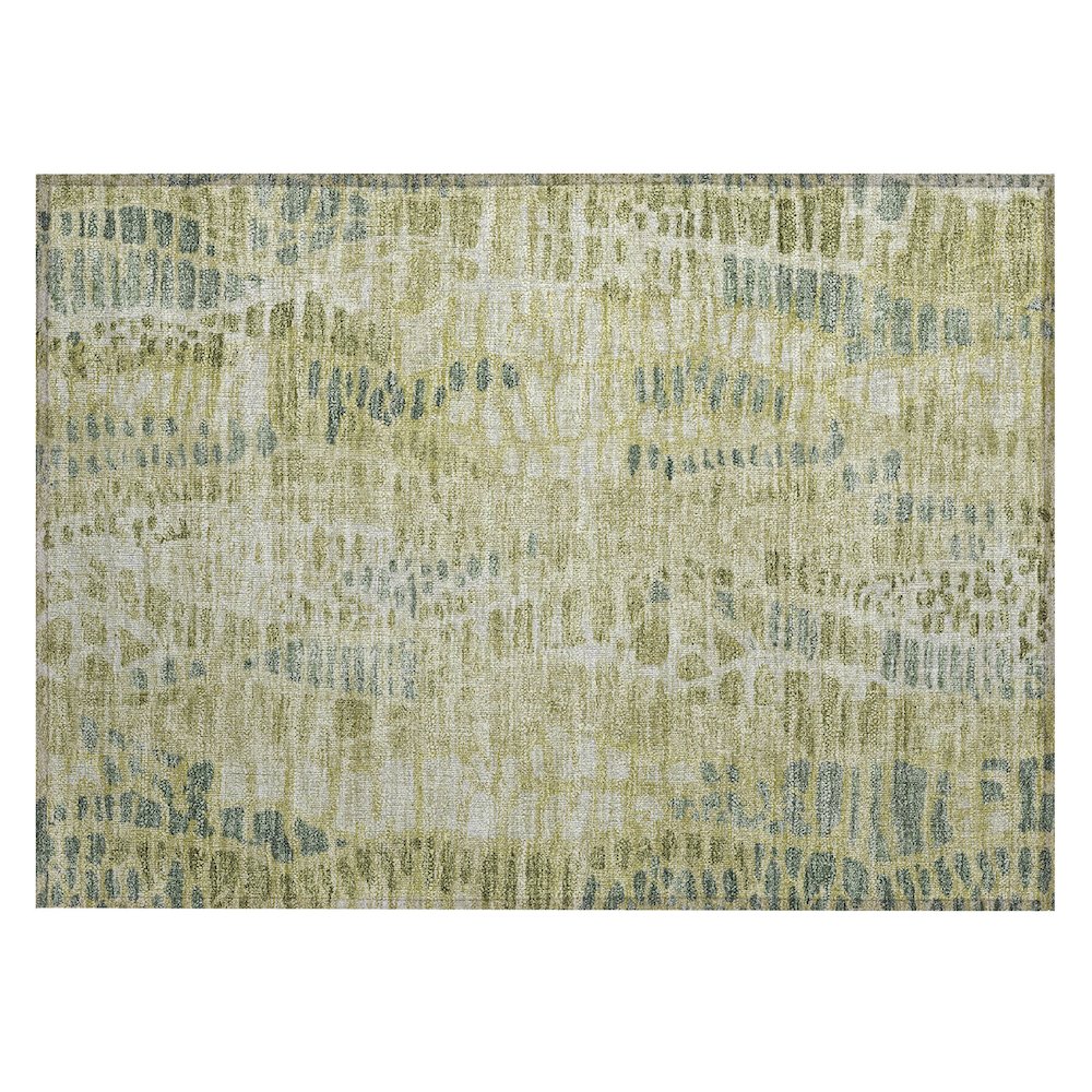 Machine Washable Indoor/Outdoor Chantille ACN2382 Green 1'8" x 2'6" Rug. Picture 1