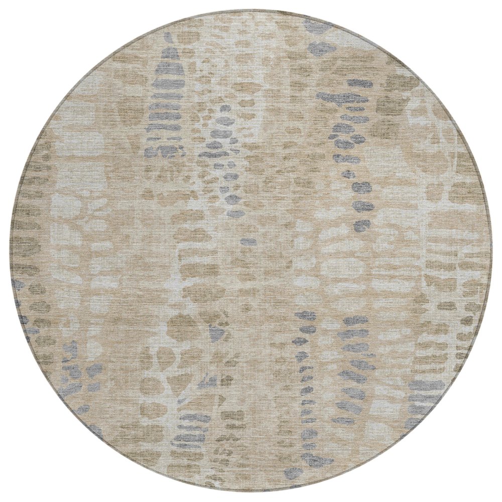 Machine Washable Indoor/Outdoor Chantille ACN2382 Brown 8' x 8' Round Rug. Picture 1