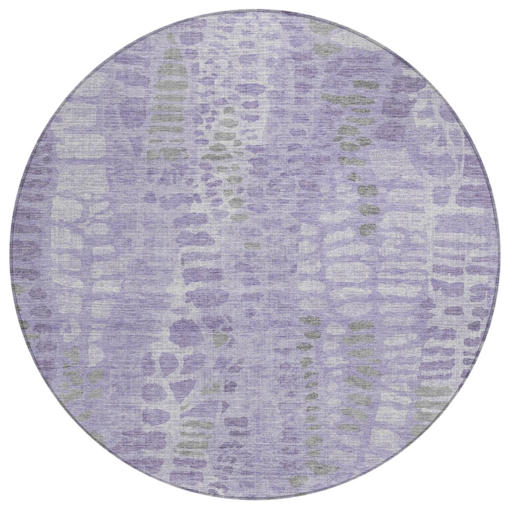 Machine Washable Indoor/Outdoor Chantille ACN2382 Purple 8' x 8' Round Rug. Picture 1