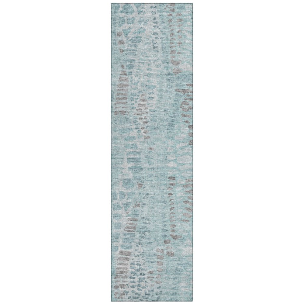 Machine Washable Indoor/Outdoor Chantille ACN2382 Teal 2'3" x 7'6" Runner Rug. Picture 1