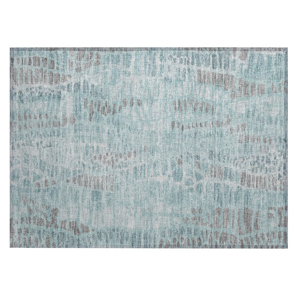 Machine Washable Indoor/Outdoor Chantille ACN2382 Teal 1'8" x 2'6" Rug. Picture 1
