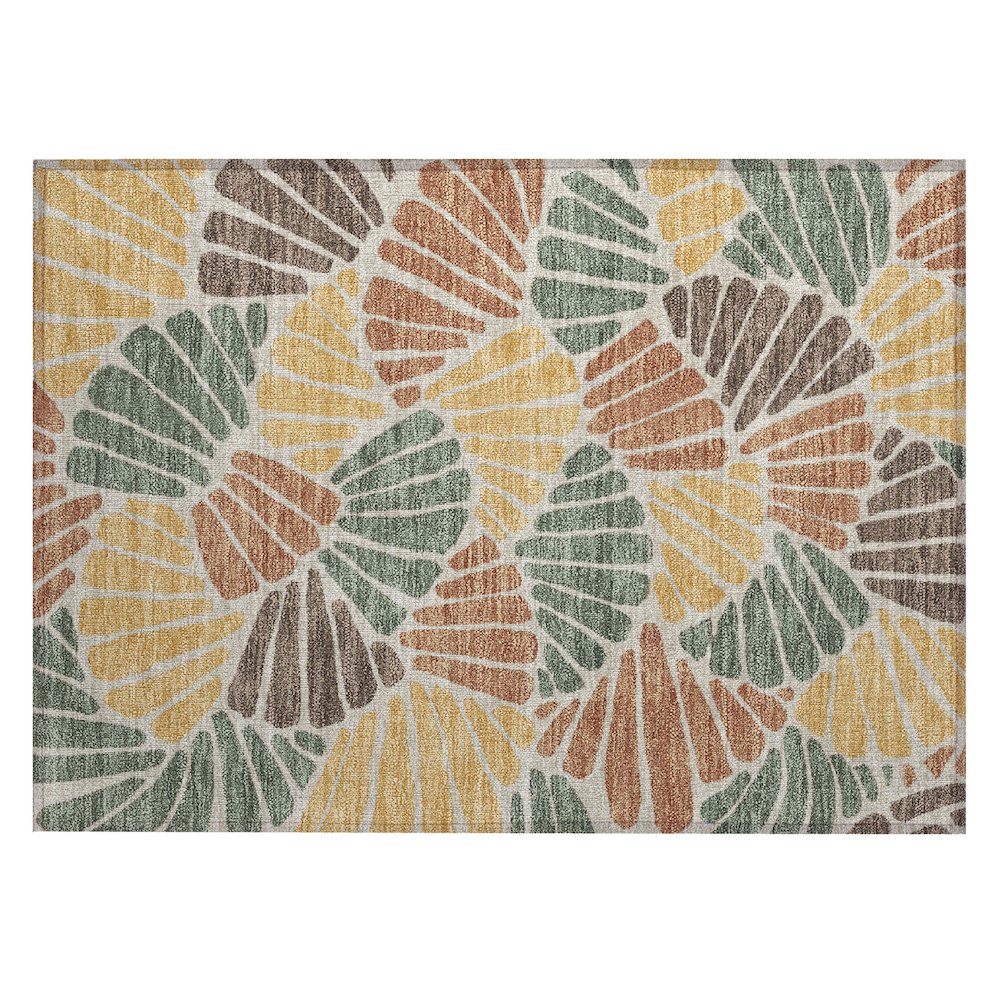 Machine Washable Indoor/Outdoor Chantille ACN2384 Green 1'8" x 2'6" Rug. Picture 1