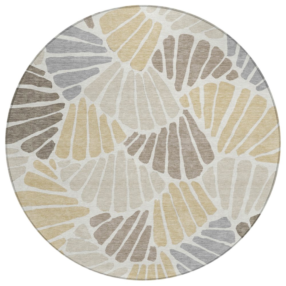 Machine Washable Indoor/Outdoor Chantille ACN2384 Brown 8' x 8' Round Rug. Picture 1