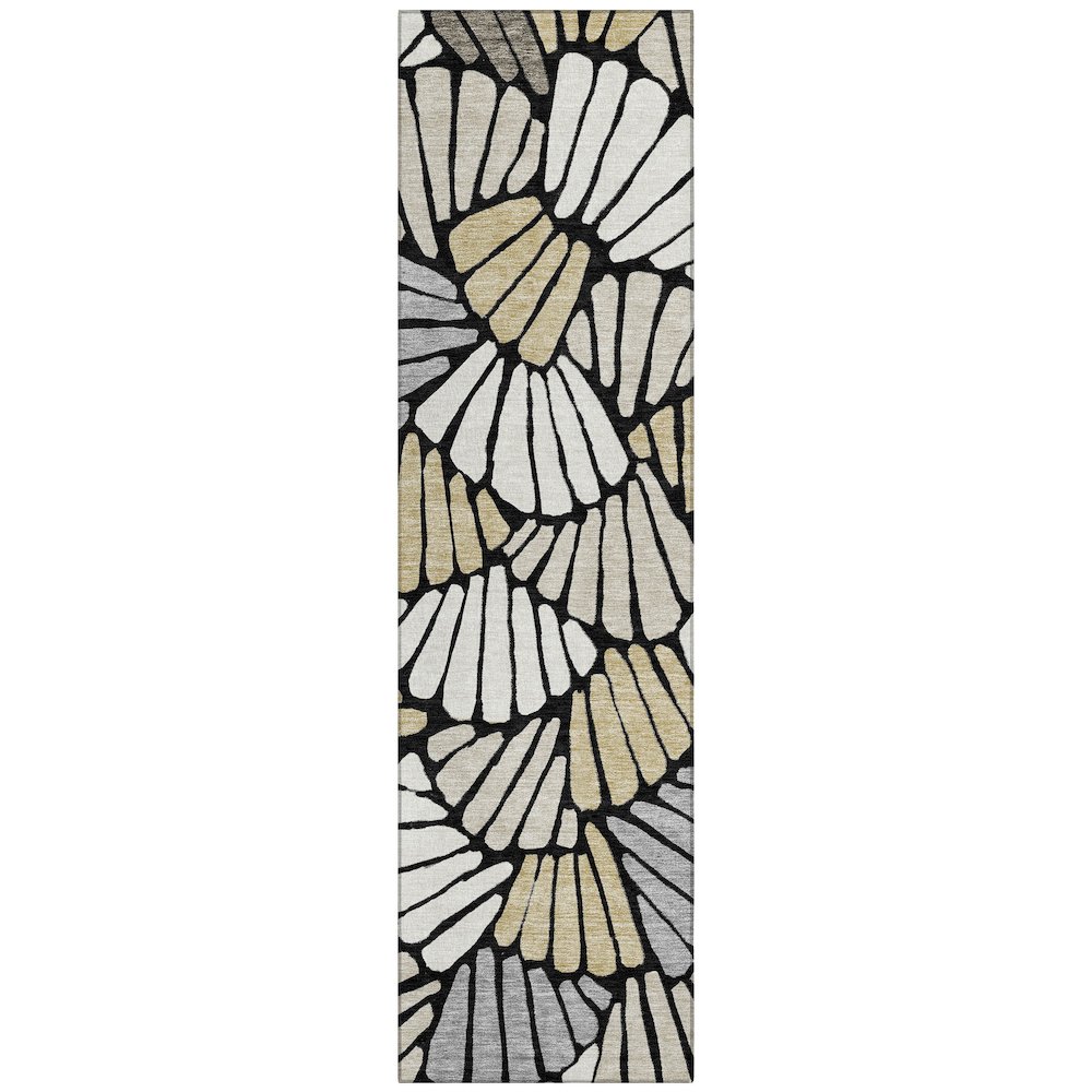 Machine Washable Indoor/Outdoor Chantille ACN2384 Black 2'3" x 7'6" Runner Rug. Picture 1