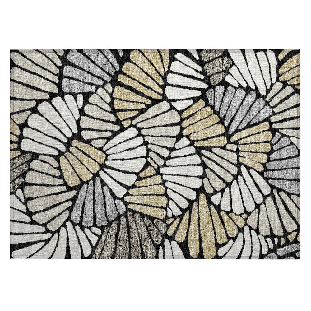 Machine Washable Indoor/Outdoor Chantille ACN2384 Black 1'8" x 2'6" Rug. Picture 1
