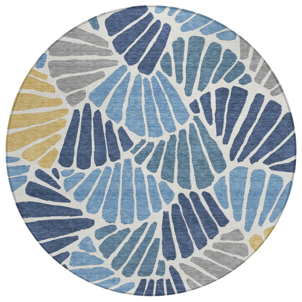 Machine Washable Indoor/Outdoor Chantille ACN2384 Blue 8' x 8' Round Rug. Picture 1
