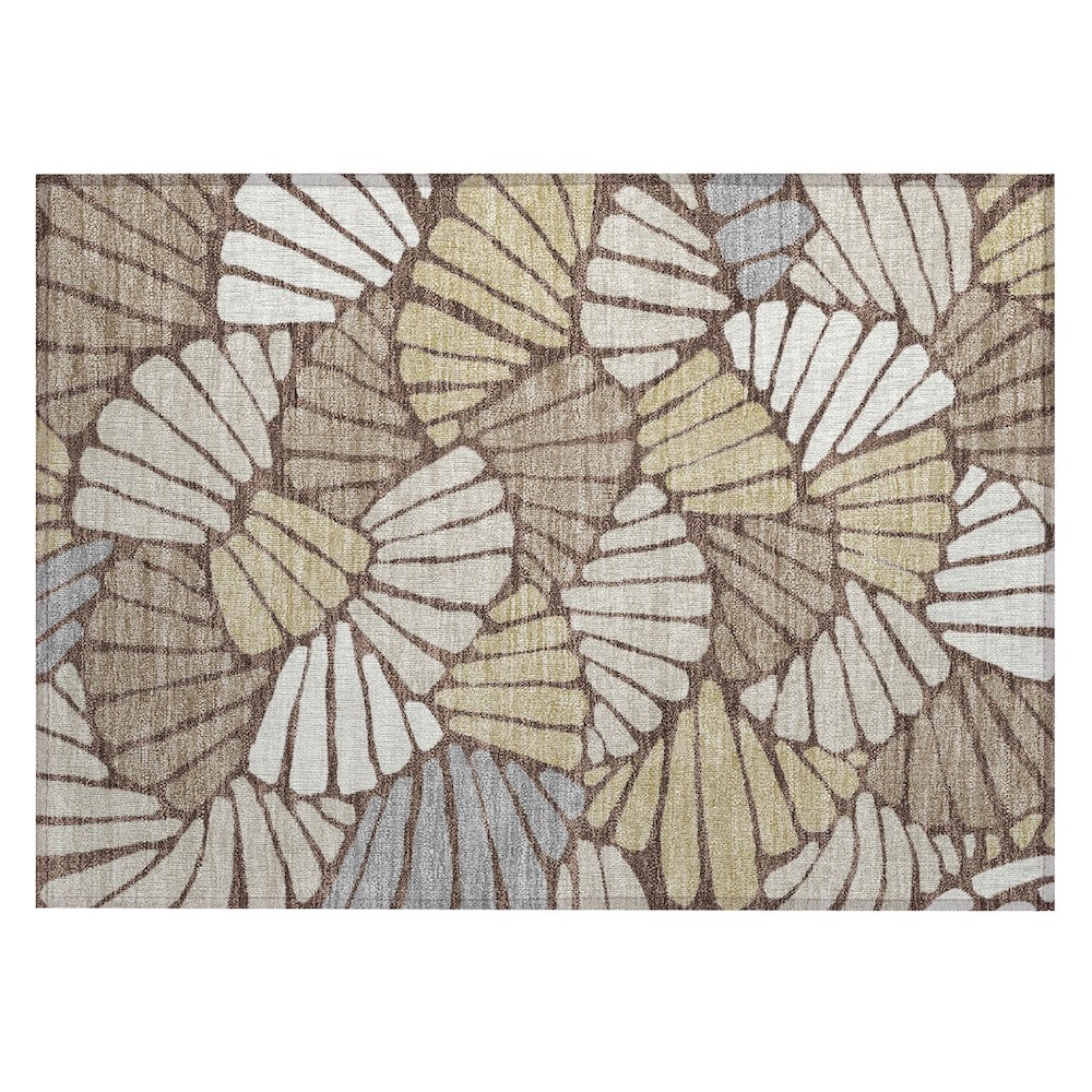 Machine Washable Indoor/Outdoor Chantille ACN2384 Brown 1'8" x 2'6" Rug. Picture 1