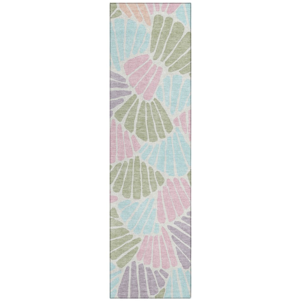 Machine Washable Indoor/Outdoor Chantille ACN2384 Green 2'3" x 7'6" Runner Rug. Picture 1
