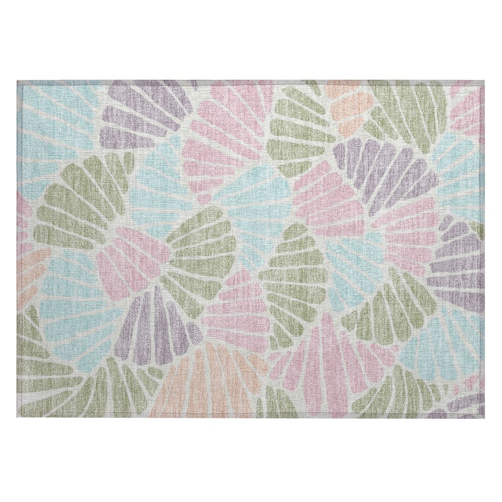 Machine Washable Indoor/Outdoor Chantille ACN2384 Green 1'8" x 2'6" Rug. Picture 1