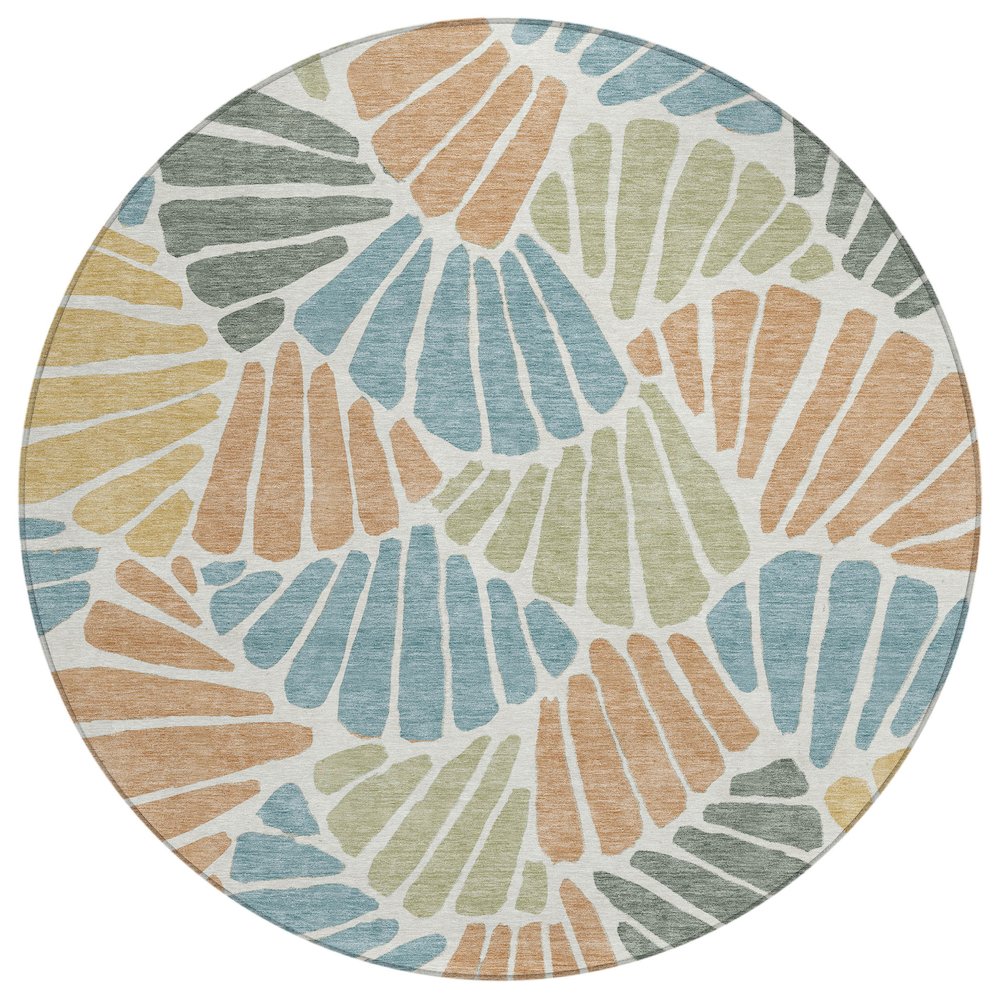 Machine Washable Indoor/Outdoor Chantille ACN2384 Blue 8' x 8' Round Rug. Picture 1