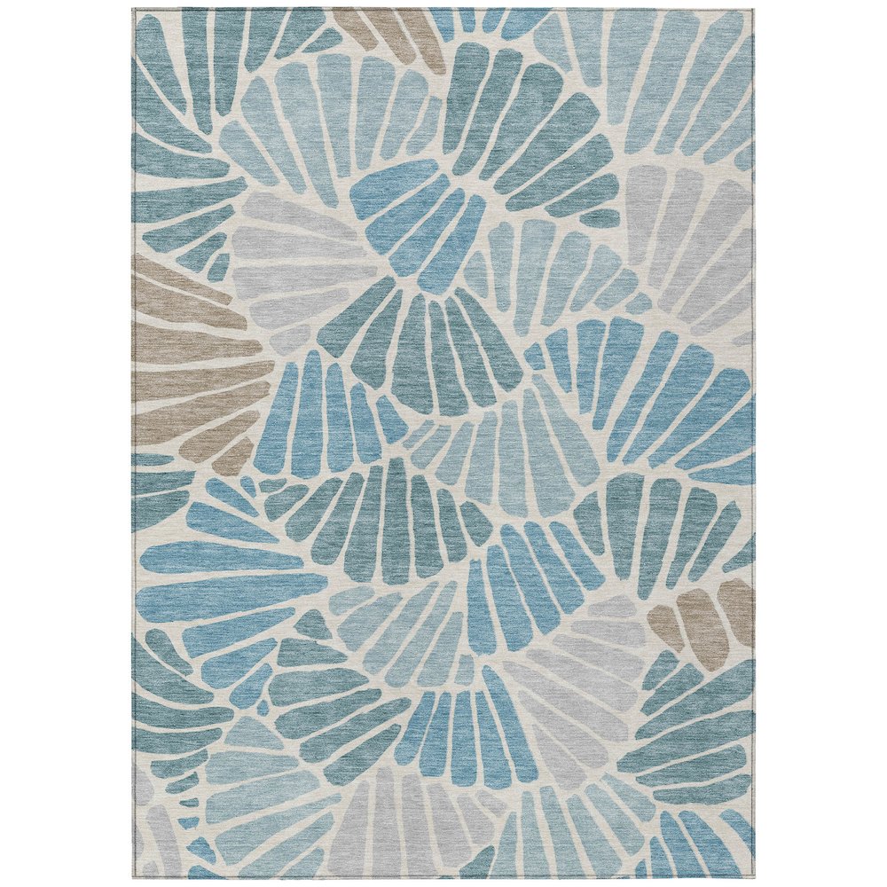Machine Washable Indoor/Outdoor Chantille ACN2384 Teal 2'6" x 3'10" Rug. Picture 1
