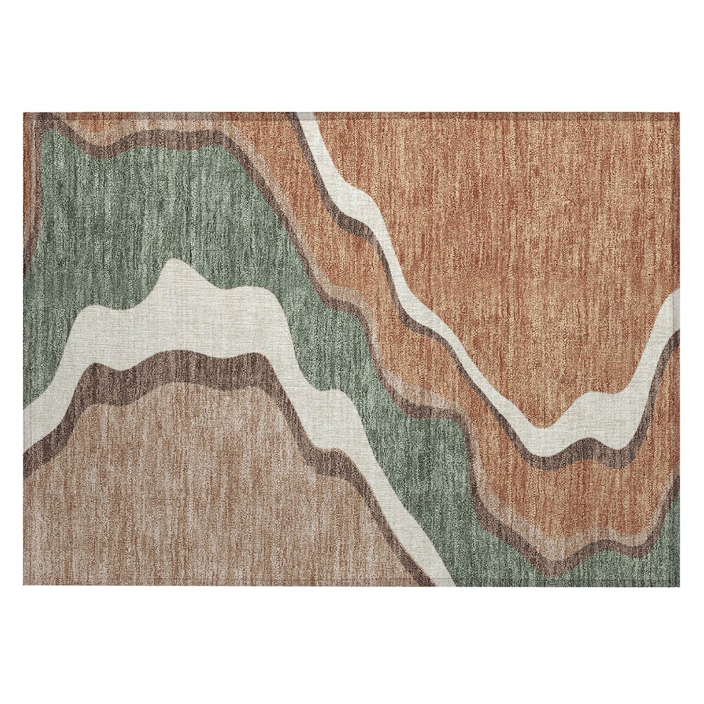 Machine Washable Indoor/Outdoor Chantille ACN2386 Orange 1'8" x 2'6" Rug. Picture 1