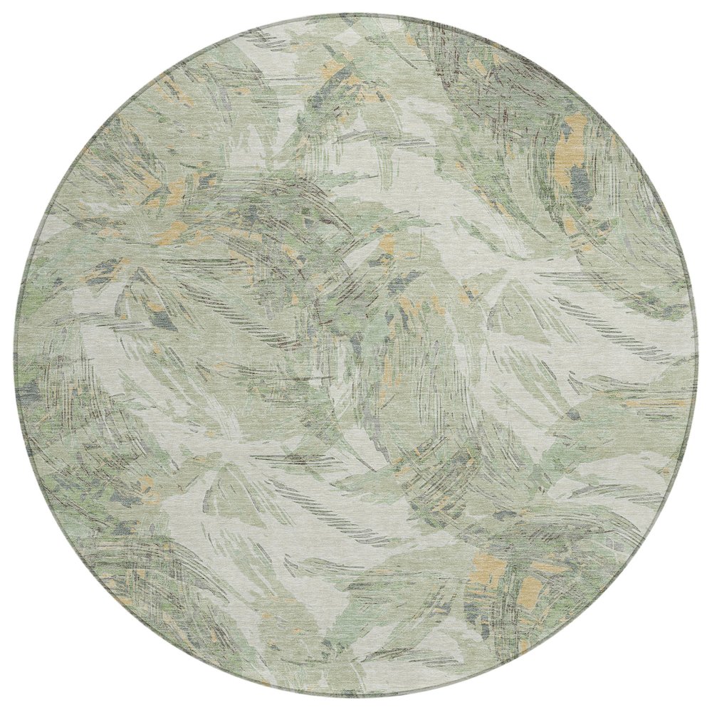Machine Washable Indoor/Outdoor Chantille ACN2387 Green 8' x 8' Round Rug. Picture 1