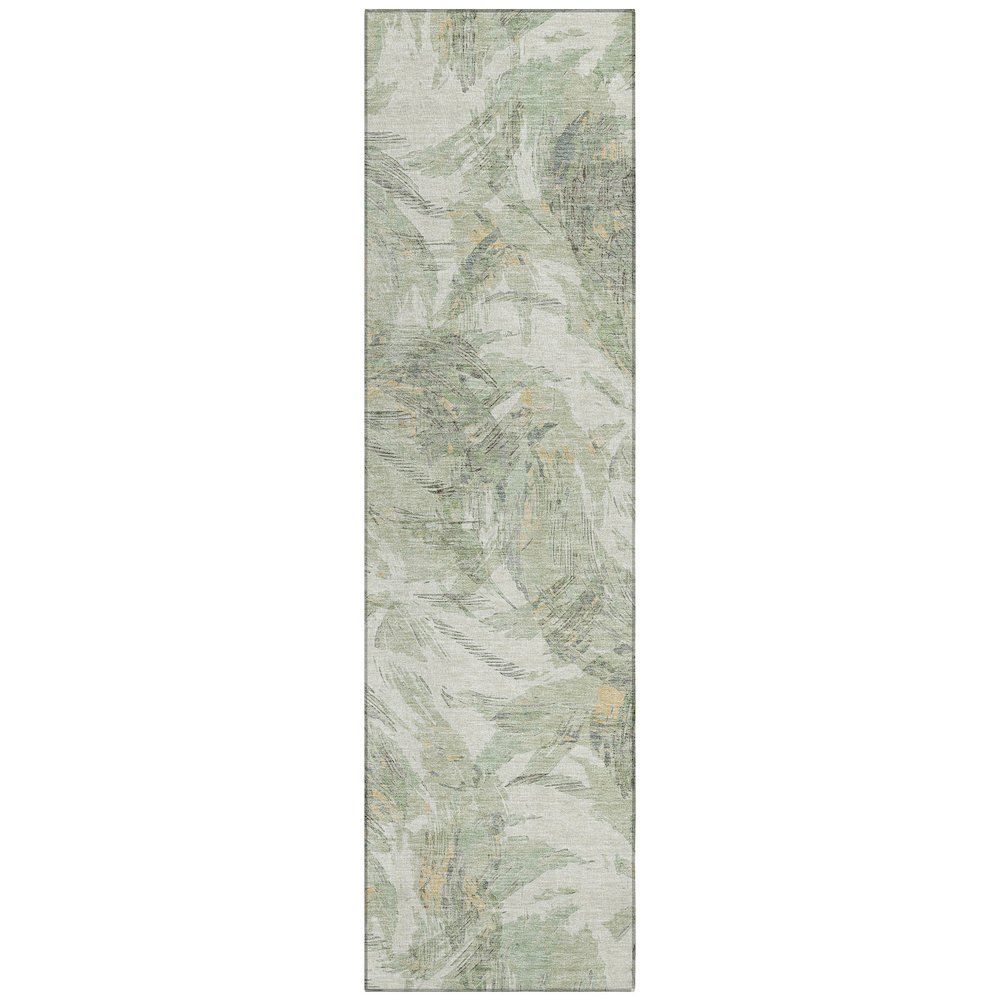 Machine Washable Indoor/Outdoor Chantille ACN2387 Green 2'3" x 7'6" Runner Rug. Picture 1