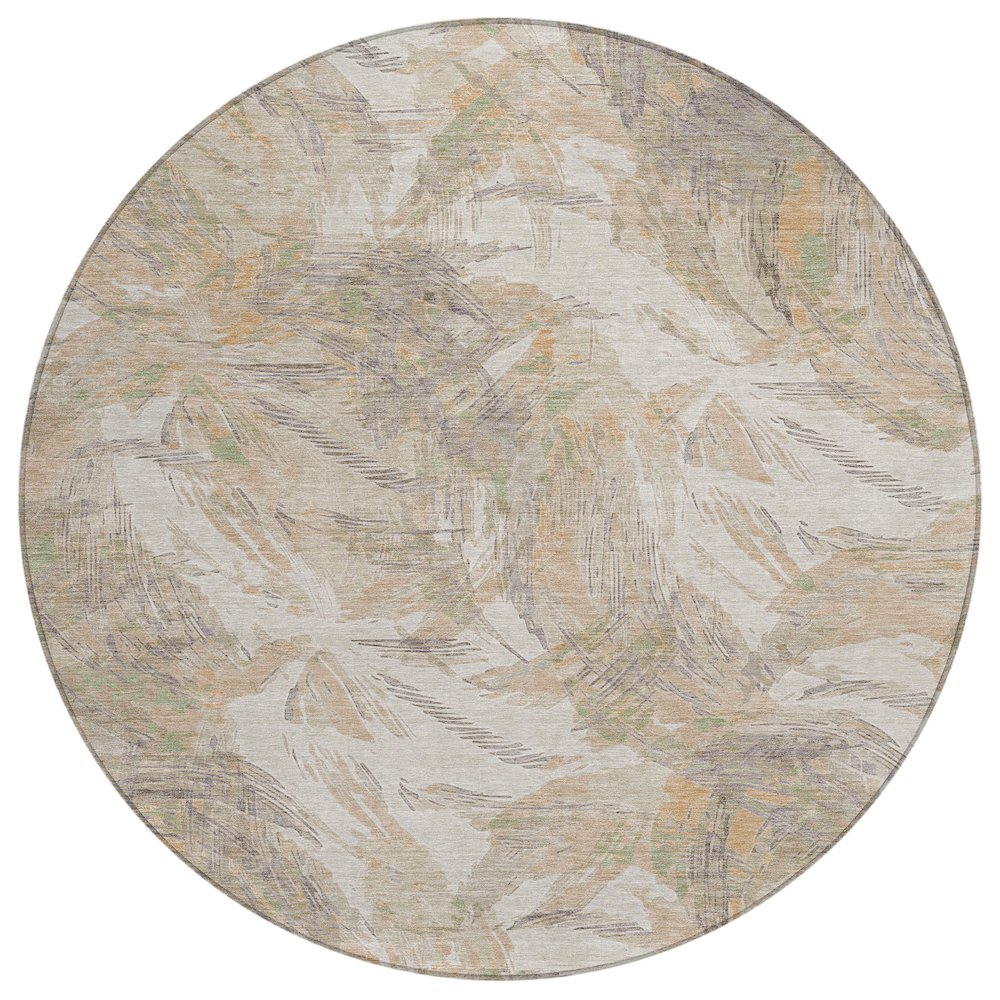 Machine Washable Indoor/Outdoor Chantille ACN2387 Brown 8' x 8' Round Rug. Picture 1