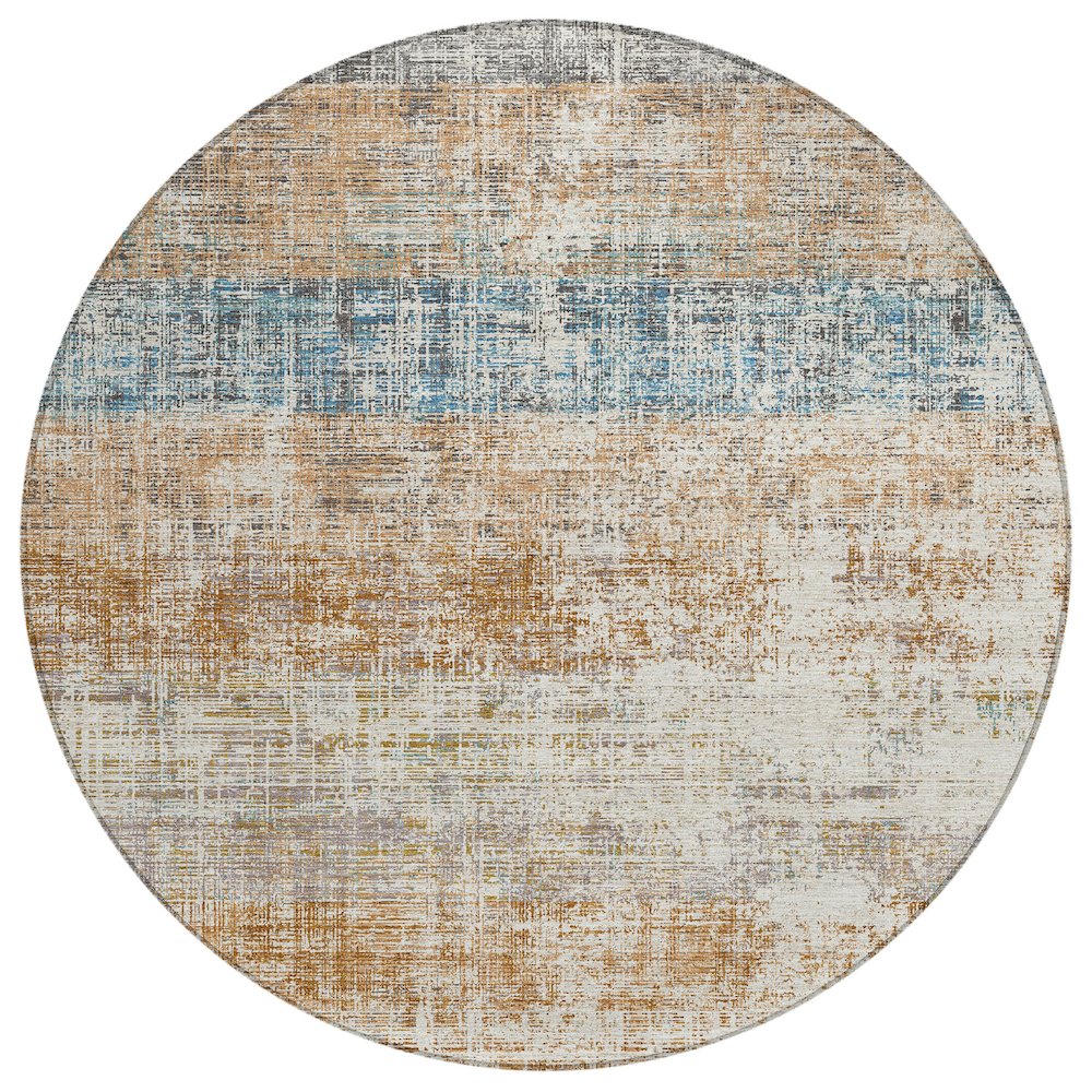 Machine Washable Indoor/Outdoor Chantille ACN2388 Orange 8' x 8' Round Rug. Picture 1